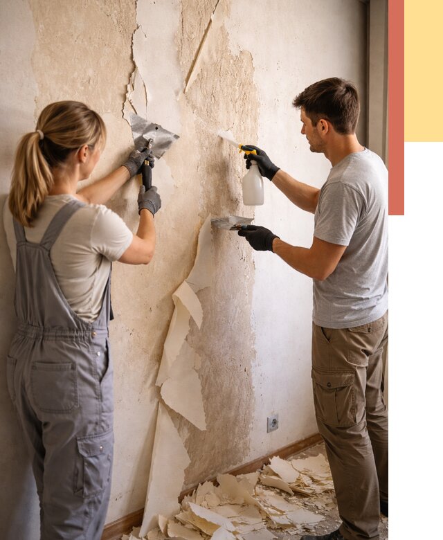 Снятие старых обоев в Усинске от 5375 руб. под ключ недорого | ОТДЕЛОЧНИК-Снс