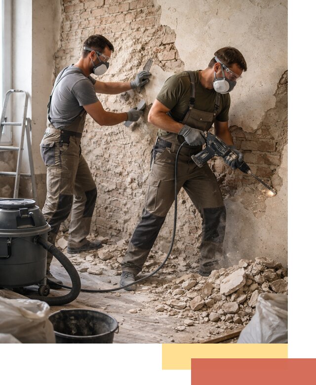 Демонтаж штукатурки со стен в Усинске быстро и аккуратно