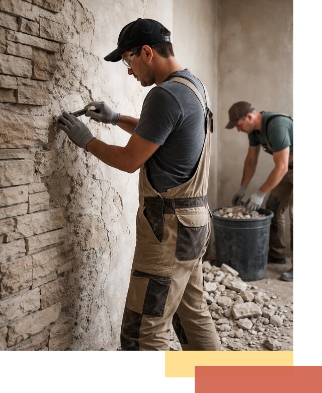 Демонтаж декоративного камня в Усинске профессионально и безопасно