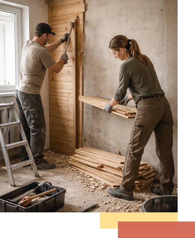 Демонтаж вагонки со стен в Усинске — профессиональный демонтаж