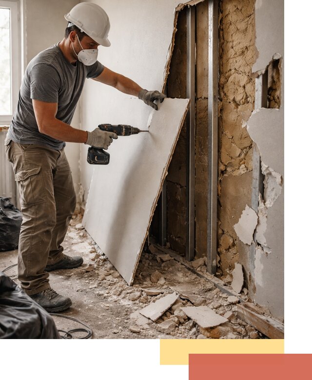 Демонтаж гипсокартона со стен в Усинске качественно и быстро