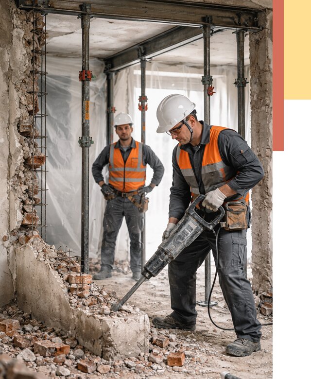 Снос несущих стен в Усинске от 10494 руб. — демонтаж несущей стены под ключ | ОТДЕЛОЧНИК-Снс