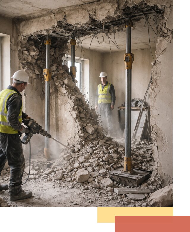 Снос несущих стен в Усинске с гарантией безопасности и качества