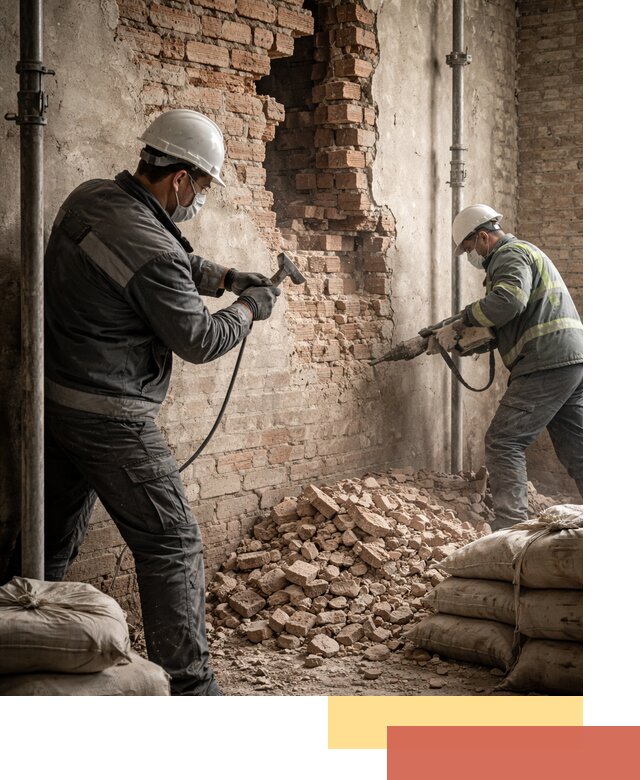 Демонтаж кирпичных стен в Усинске быстро и безопасно