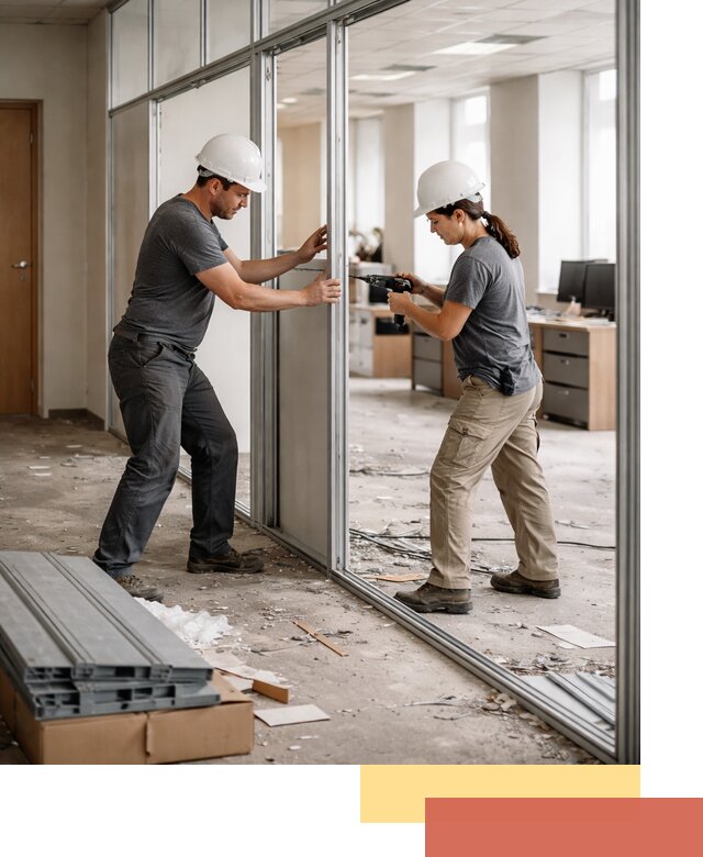 Демонтаж алюминиевых перегородок в Усинске быстро и аккуратно