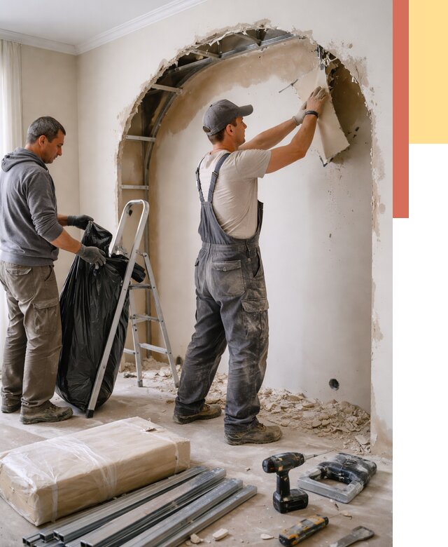 Демонтаж арки из гипсокартона в Усинске от 3583 руб. — услуги под ключ | ОТДЕЛОЧНИК-Снс