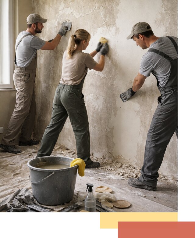 Очистка стен от клея и грунтовки в Усинске качественно и быстро