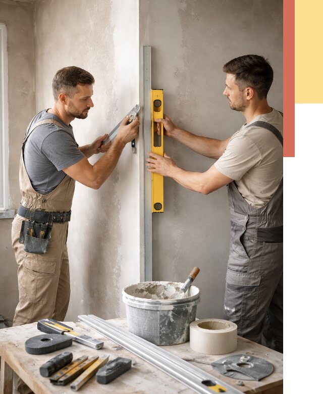 Выведение углов стен в Усинске от 1894 руб. быстро и недорого | ОТДЕЛОЧНИК-Снс