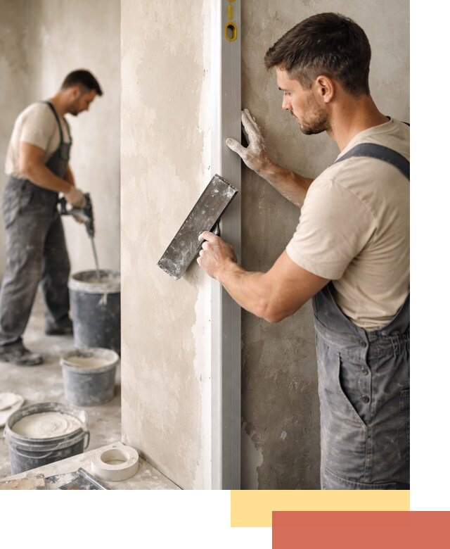 Выведение углов стен в Усинске: монтаж и оштукатуривание