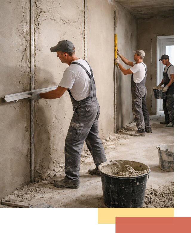 Штукатурка стен по маякам в Усинске — точная и ровная поверхность