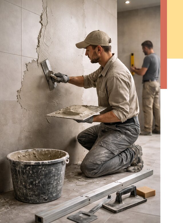 Штукатурка стен в ванной в Усинске от 4607 руб./м² — выравнивание под ключ | ОТДЕЛОЧНИК-Снс