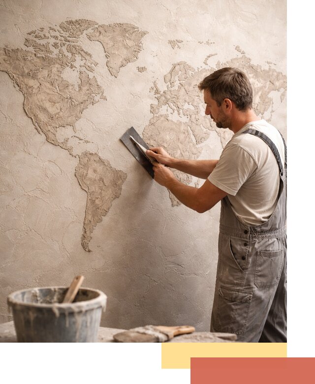 Декоративная штукатурка «Карта мира» под ключ в Усинске