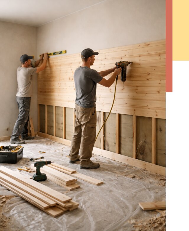 Монтаж деревянной вагонки на стены в Усинске от 7679 руб. | Услуги монтажа вагонки | ОТДЕЛОЧНИК-Снс