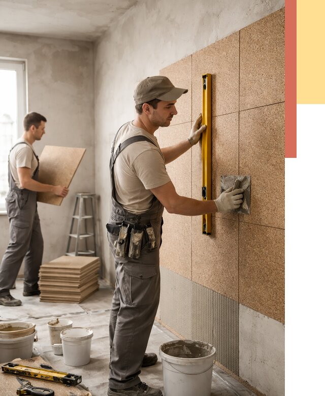 Монтаж пробковых панелей на стены в Усинске от 3583 руб. — ОТДЕЛОЧНИК-Снс