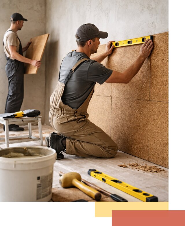 Монтаж пробковых панелей на стены в Усинске быстро и качественно