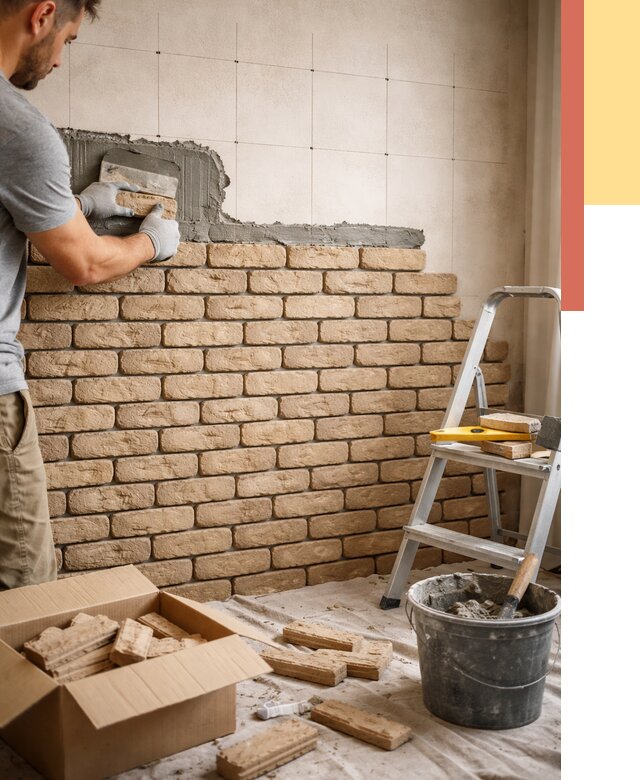 Монтаж декоративного кирпича в Усинске от 3276 руб./м² — быстро и недорого | ОТДЕЛОЧНИК-Снс