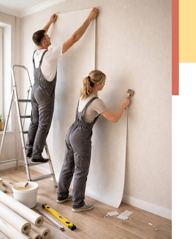 Поклейка флизелиновых обоев в Усинске от 6143 руб. | Быстро и недорого — ОТДЕЛОЧНИК-Снс