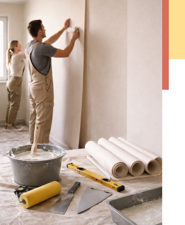 Поклейка бумажных обоев в Усинске от 5631 руб./м2 — быстро и недорого | ОТДЕЛОЧНИК-Снс