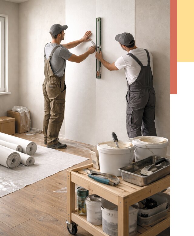 Поклейка стеклообоев в Усинске от 6655 руб. за м2 — быстро и недорого | ОТДЕЛОЧНИК-Снс