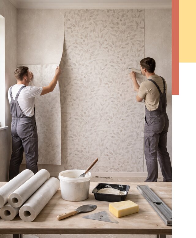 Поклейка обоев с подбором рисунка в Усинске от 3583 руб. | ОТДЕЛОЧНИК-Снс - быстро и недорого