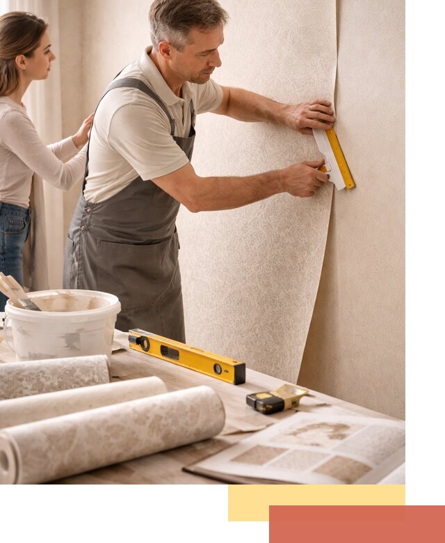 Поклейка обоев с подбором рисунка в Усинске