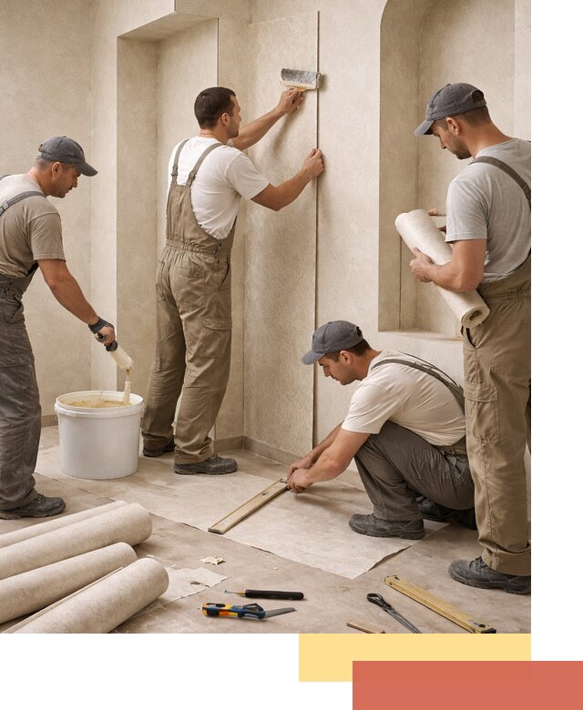 Поклейка обоев на сложные стены и неровные поверхности в Усинске