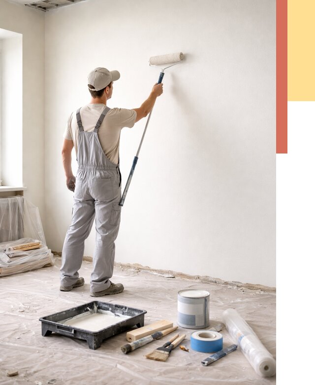 Покраска стен водоэмульсионной краской в Усинске от 461 руб. за м² | ОТДЕЛОЧНИК-Снс