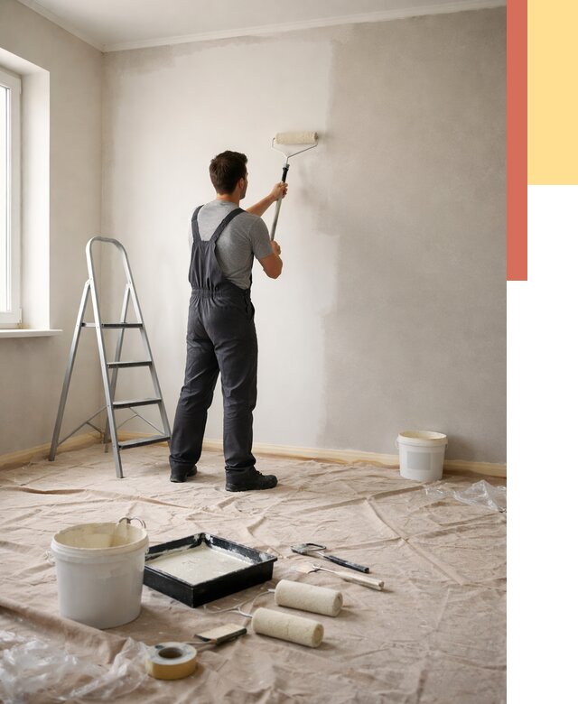 Покраска стен моющейся краской в Усинске от 358 руб./м² — быстро и недорого | ОТДЕЛОЧНИК-Снс