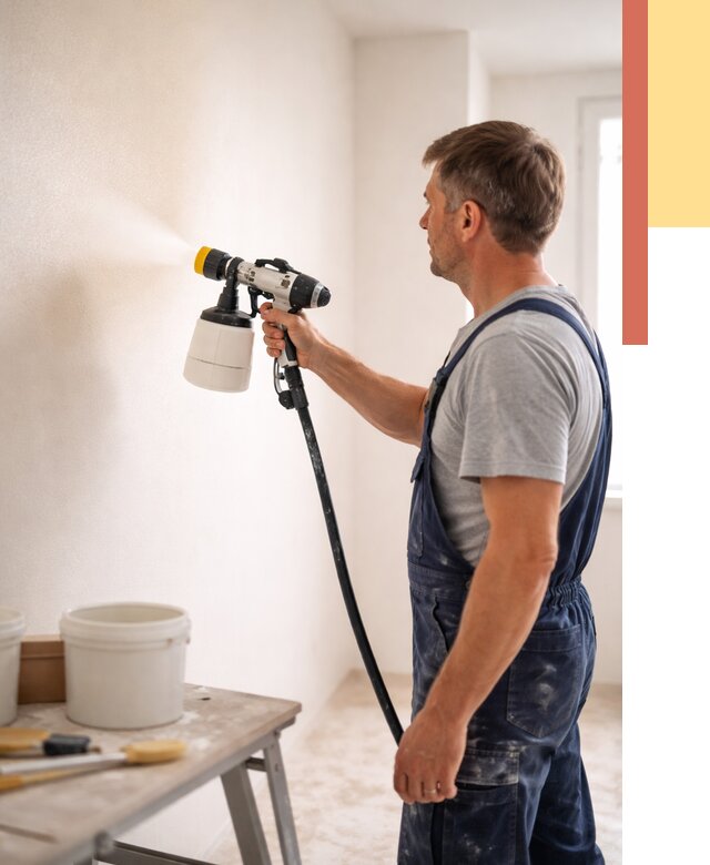 Покраска стен краскопультом в Усинске от 7679 руб. — механизированная покраска | ОТДЕЛОЧНИК-Снс