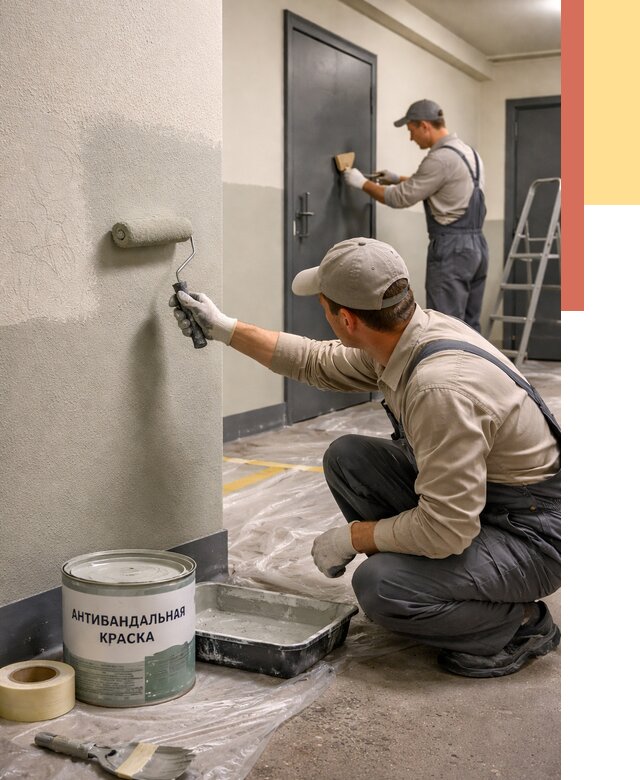 Покраска стен антивандальной краской в Усинске от 4607 руб./м² под ключ | ОТДЕЛОЧНИК-Снс