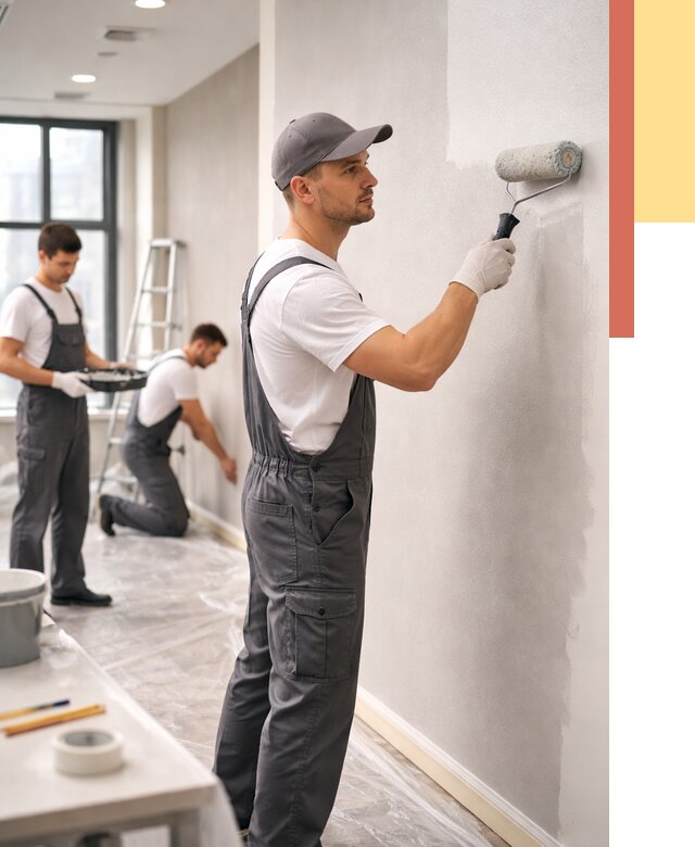 Покраска стен в офисе в Усинске от 8702 руб. — быстро и недорого | ОТДЕЛОЧНИК-Снс