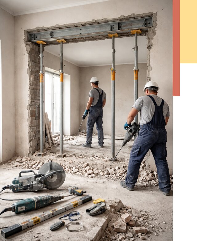 Прорезка проема в стене в Усинске от 4607 руб. — быстро и недорого | ОТДЕЛОЧНИК-Снс