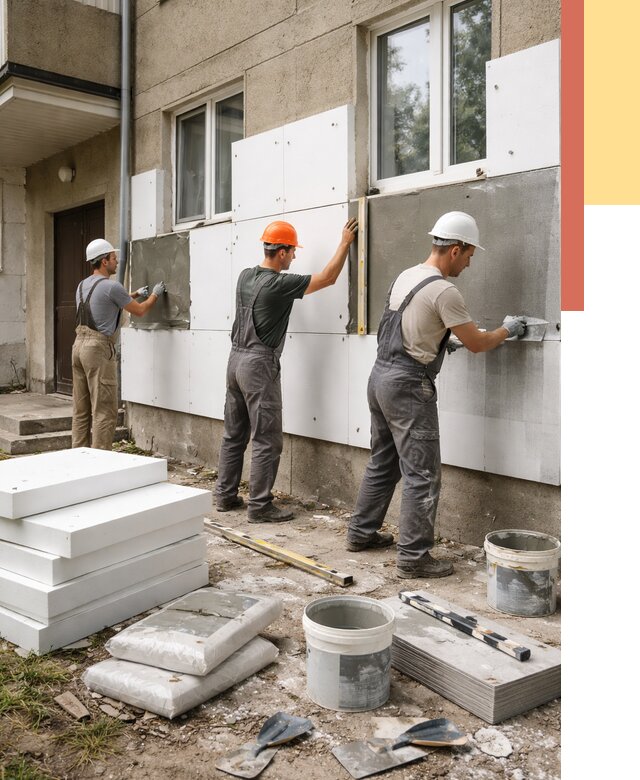 Утепление стен пенопластом в Усинске от 1792 руб. — недорого и под ключ | ОТДЕЛОЧНИК-Снс