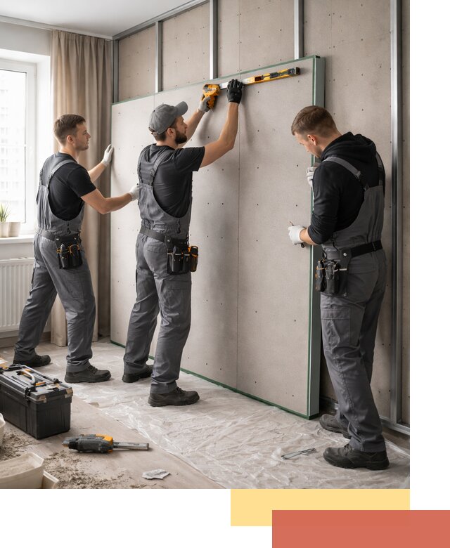 Шумоизоляция стен панелями ЗИПС в Усинске для жилых и коммерческих помещений