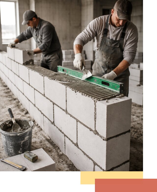 Кладка перегородок из газобетона в Усинске быстро и качественно