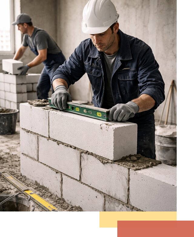 Кладка перегородок из пеноблока под ключ в Усинске