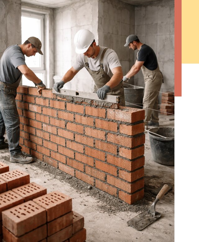 Кладка перегородок из кирпича в Усинске от 3583 руб. за м² | ОТДЕЛОЧНИК-Снс