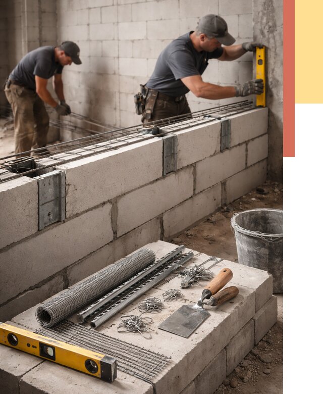 Армирование кладки перегородок в Усинске от 768 руб. под ключ | ОТДЕЛОЧНИК-Снс
