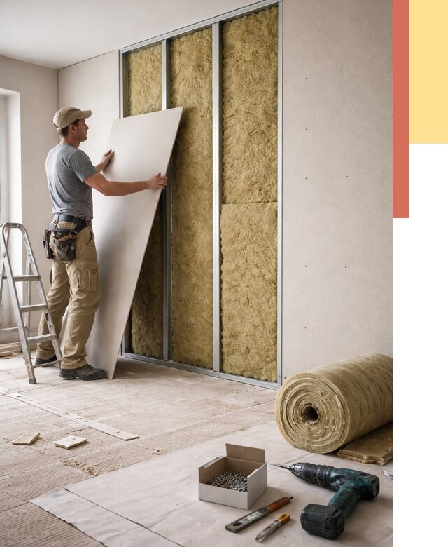 Перегородка из гипсокартона с шумоизоляцией в Усинске от 3194 руб. | ОТДЕЛОЧНИК-Снс