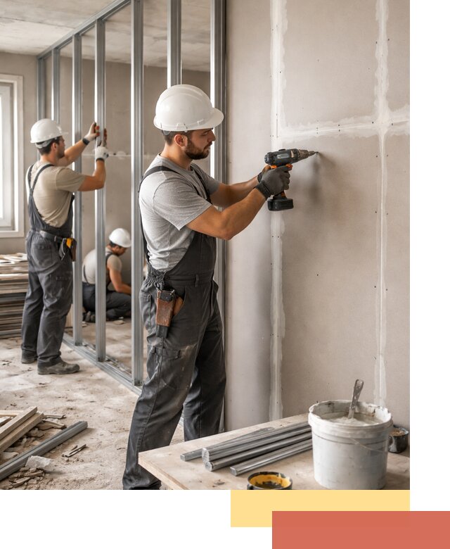 Перегородки из огнестойкого гипсокартона в Усинске под ключ