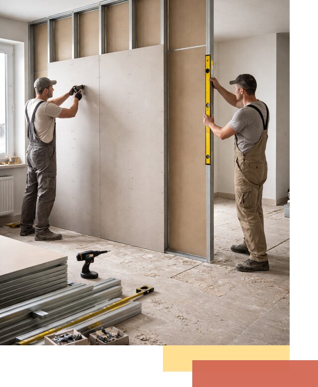 Зонирующая перегородка из гипсокартона под ключ в Усинске