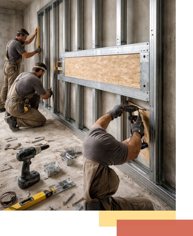 Усиленная перегородка для крепления тяжёлых конструкций в Усинске