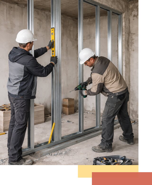 Монтаж каркаса перегородки из профиля в Усинске