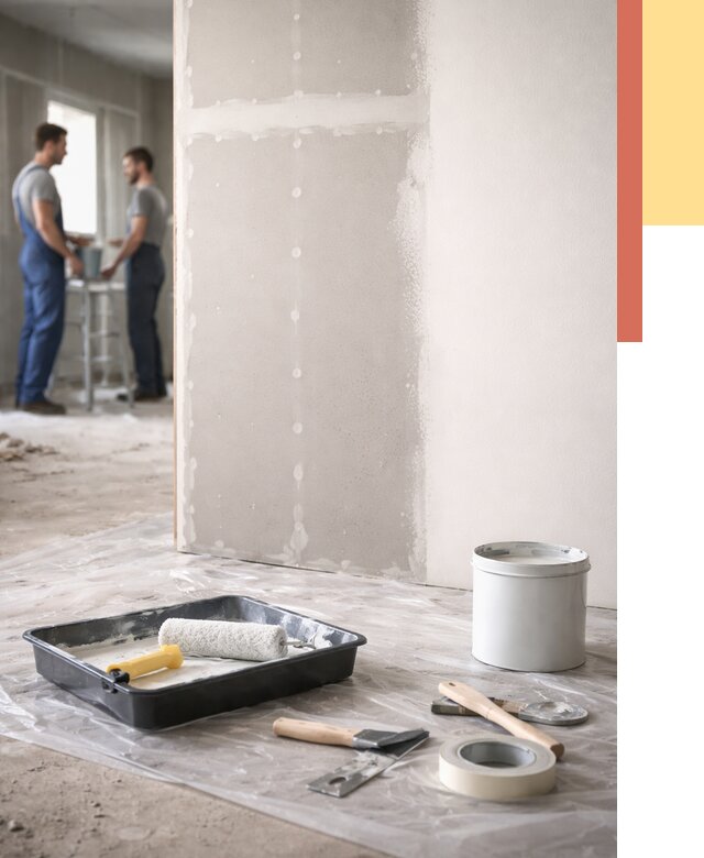 Покраска перегородок из гипсокартона в Усинске от 4607 руб. под ключ | ОТДЕЛОЧНИК-Снс