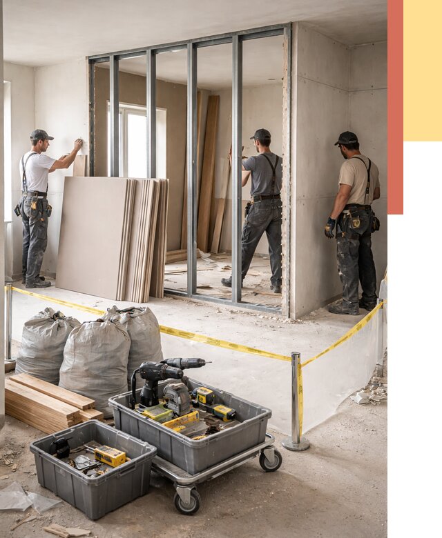 Перенос гипсокартонной перегородки в Усинске под ключ от 4607 руб. | Демонтаж и монтаж – ОТДЕЛОЧНИК-Снс