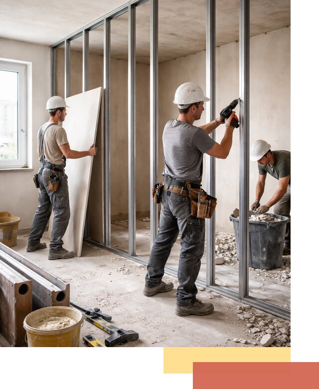 Перенос гипсокартонной перегородки в Усинске профессионально и быстро