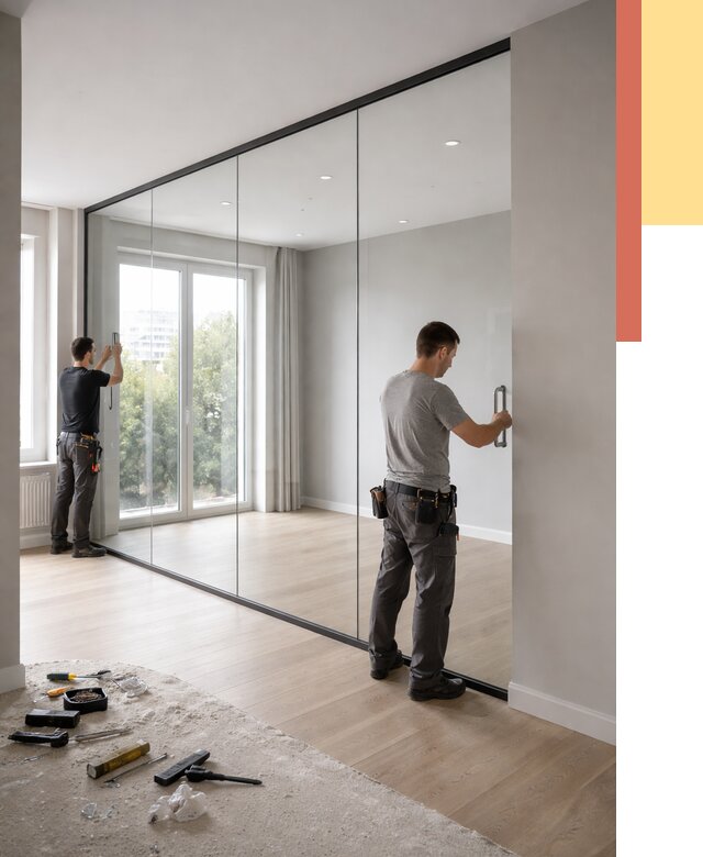 Изготовление стеклянных перегородок в Усинске от 12644 руб. под ключ | ОТДЕЛОЧНИК-Снс