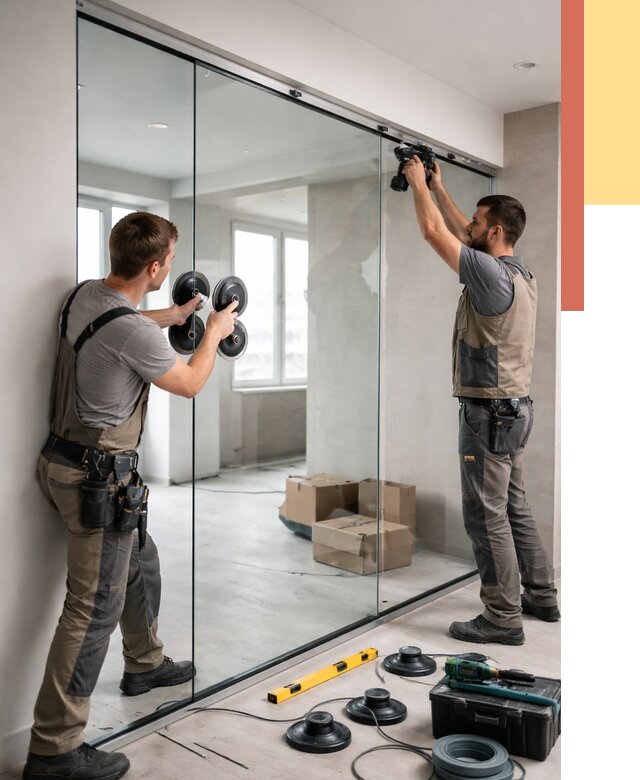 Монтаж стеклянных перегородок в Усинске от 6655 руб. | ОТДЕЛОЧНИК-Снс