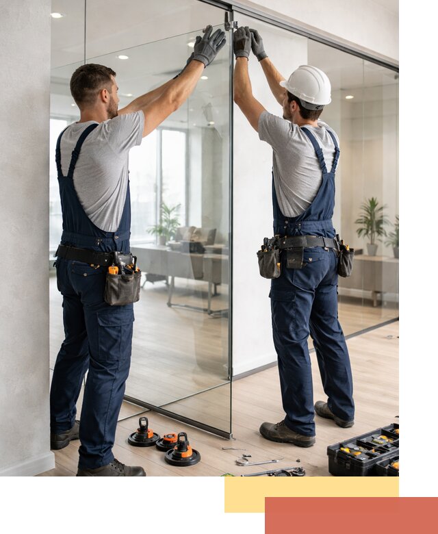 Безрамные стеклянные перегородки под ключ в Усинске