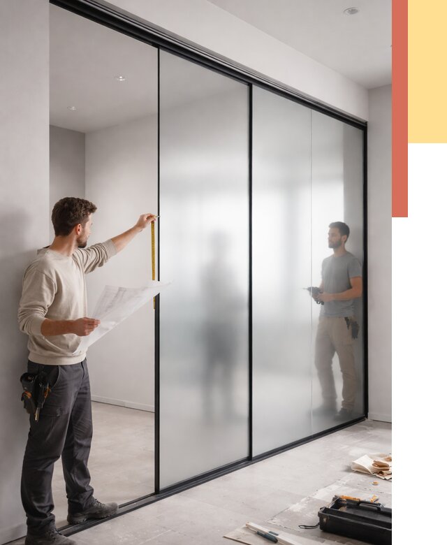 Матовые стеклянные перегородки в Усинске от 8702 руб. — монтаж и установка | ОТДЕЛОЧНИК-Снс